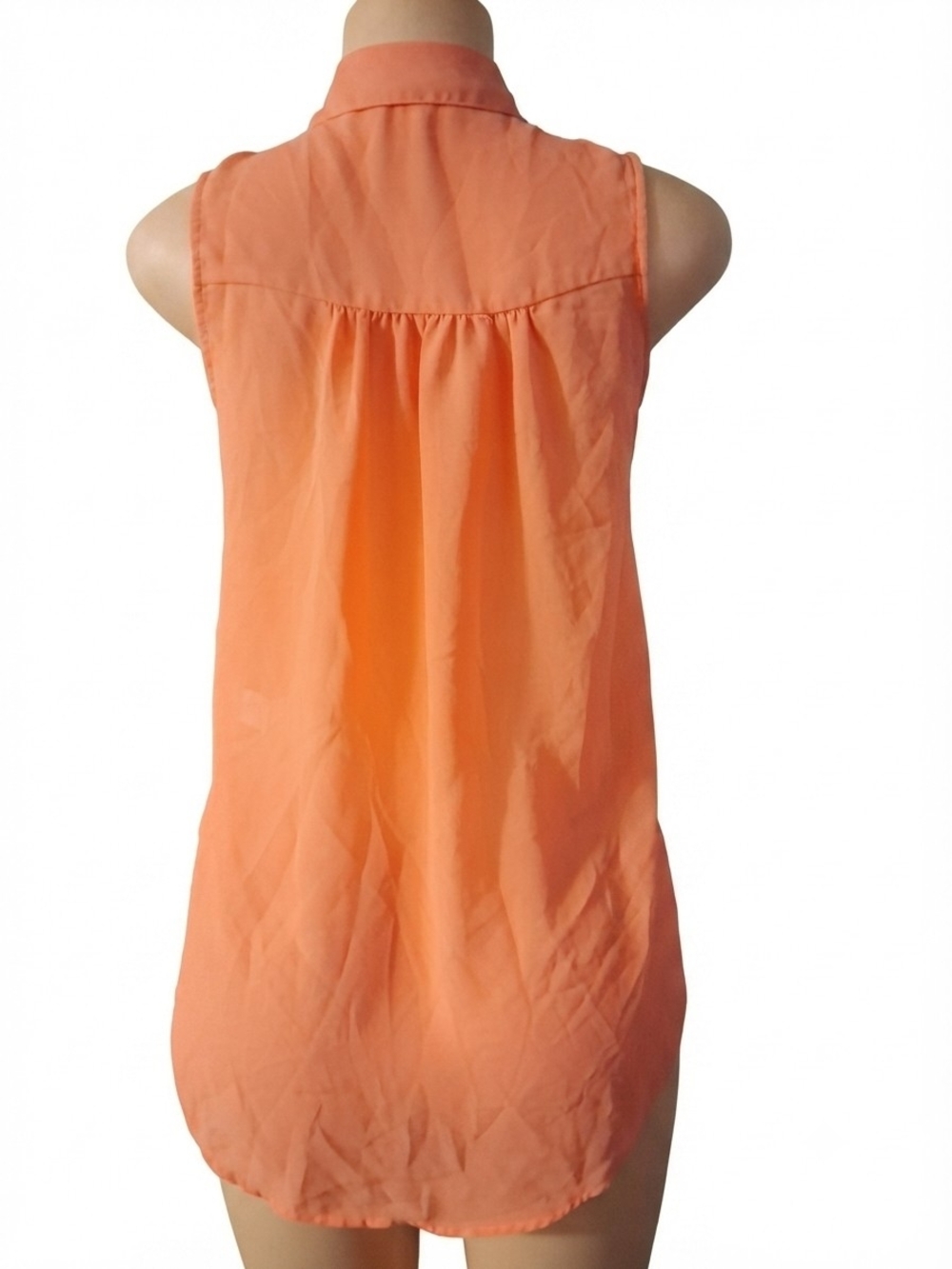Have Peach Ruffle Button-Front Sleeveless Blouse - Picture 2 of 3